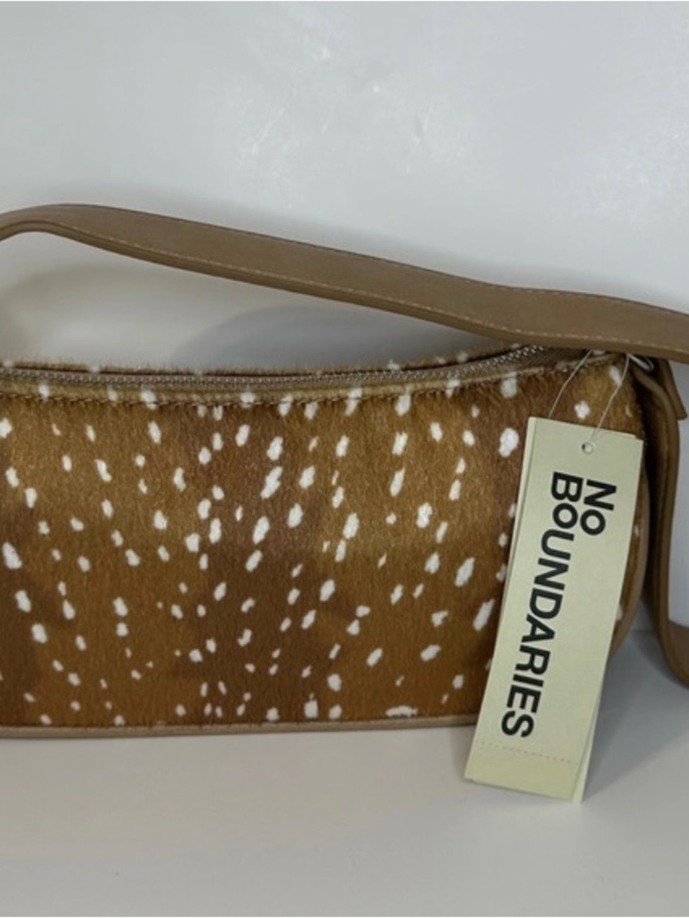 No Boundaries Brown and White Spotted Shoulder Bag
